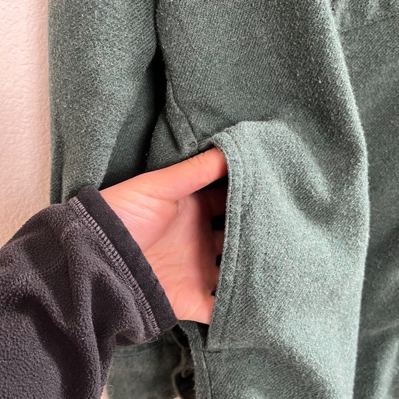 Madewell Sunday Button Down Flannel Shirt Green With Pockets - Picture 3 of 7